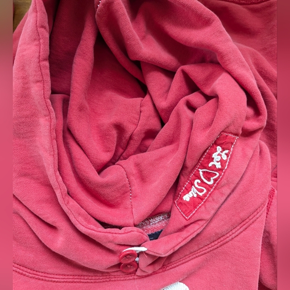 American Eagle Vintage Style Button Collar Distressed Hoodie Collegiate - Picture 5 of 14